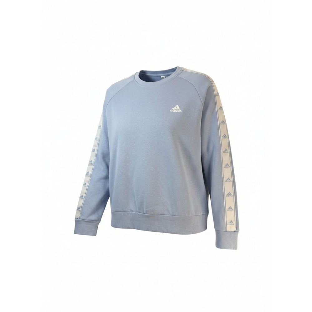 Adidas Sweatshirt Womens XL Blue Excellent Logo Tape Sleeve Pullover Crewneck